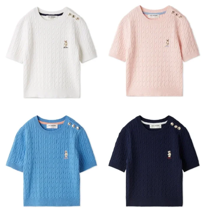 Lily Bearサイドボタンケーブルニット