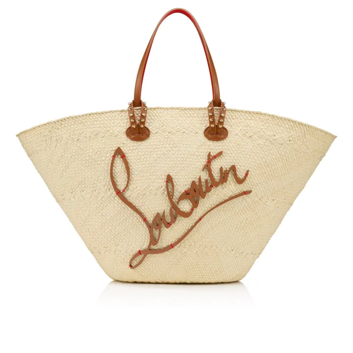 カゴバッグ、トートバッグ、クリスチャンルブタン、Louboutin、夏、ファッション、ストローバッグ、ブランドバッグ、スタッズ、赤色