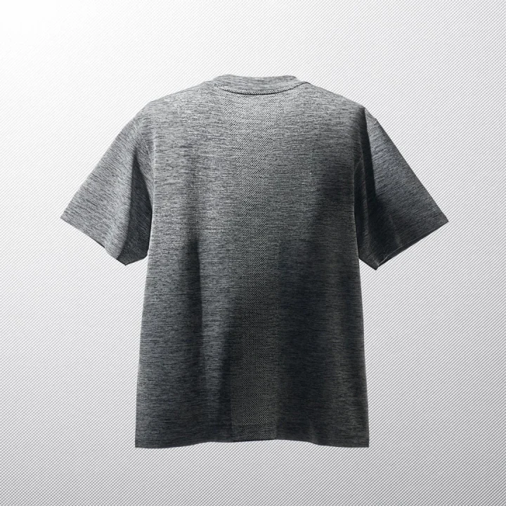 機能Tシャツ背面（グレーミックス）