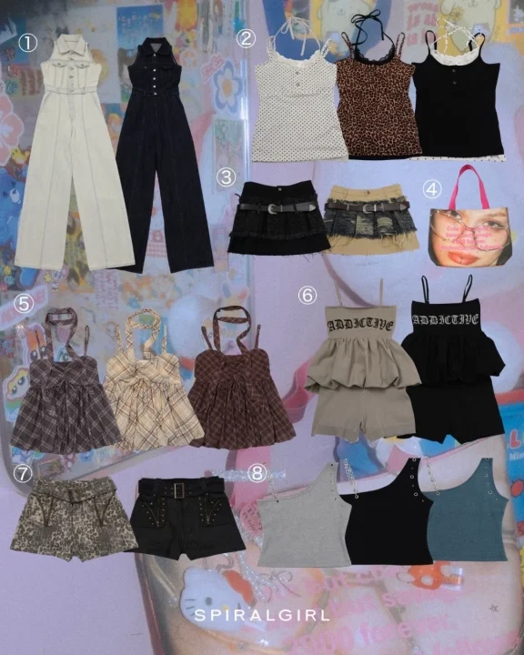 Y2Kファッションをテーマにしたレディースアパレルのコラージュ画像