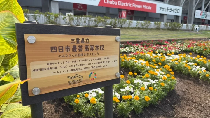 花壇と看板
