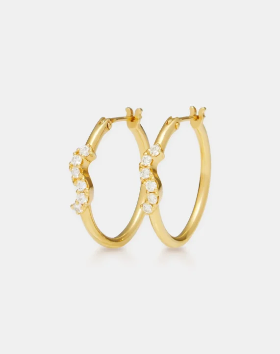 金、イヤリング、フープピアス、ダイヤモンド、ジュエリー