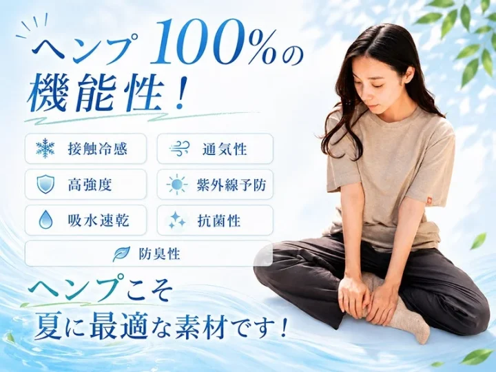 ヘンプの機能性をアピールする女性