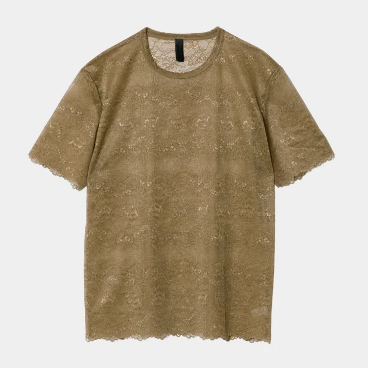 レースTシャツ ダークベージュ