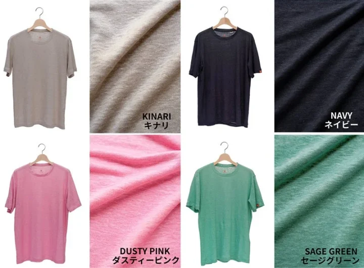 4色のTシャツと生地質感