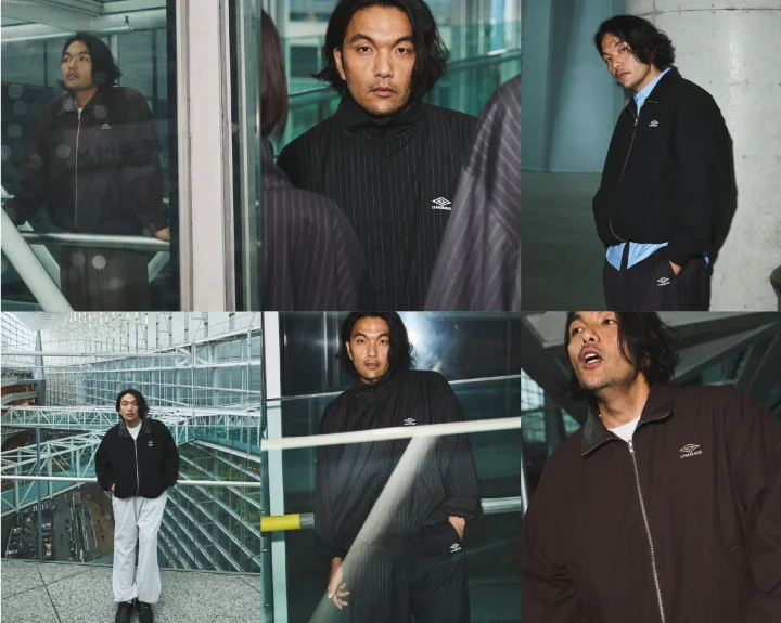 男性モデルのUMBROカジュアルウェア