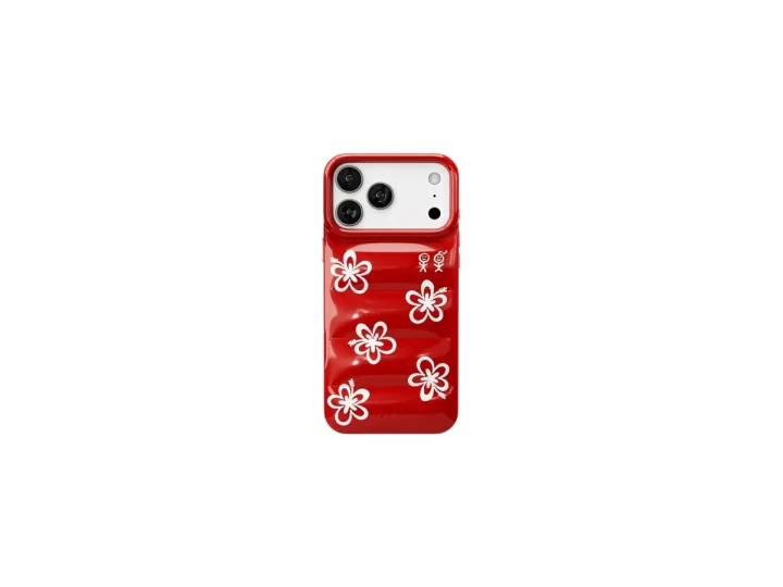 赤いハイビスカス柄iPhoneケース