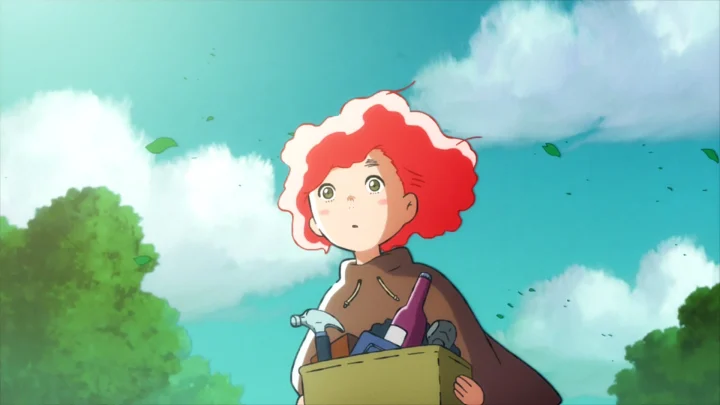 アニメ,少女,赤毛,森,空,雲,道具,好奇心,ファンタジー,自然,キャラクター