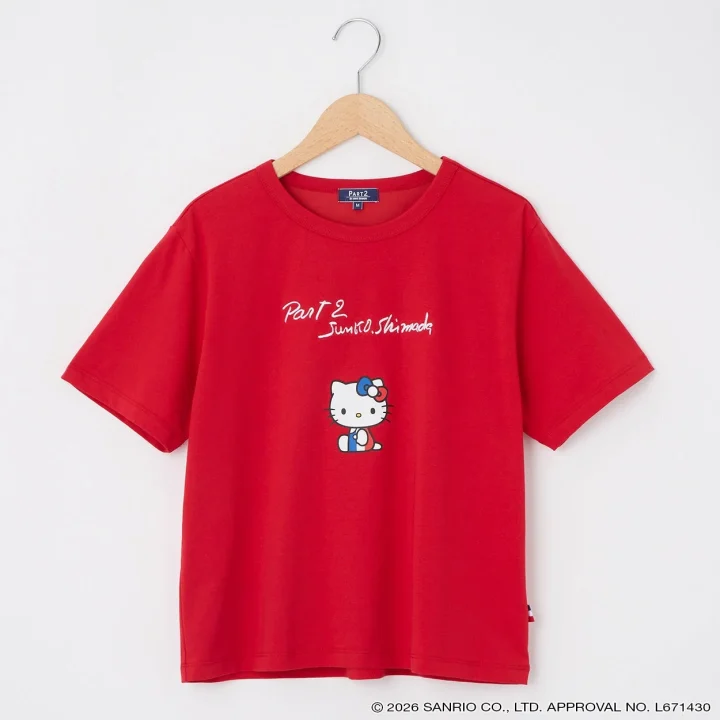 ハローキティトリコロールプリントTシャツ（アカ）