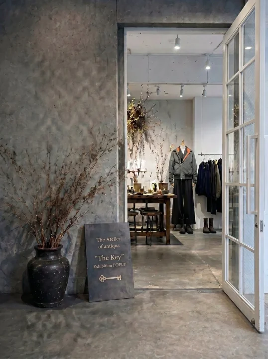 店舗エントランスと展示
