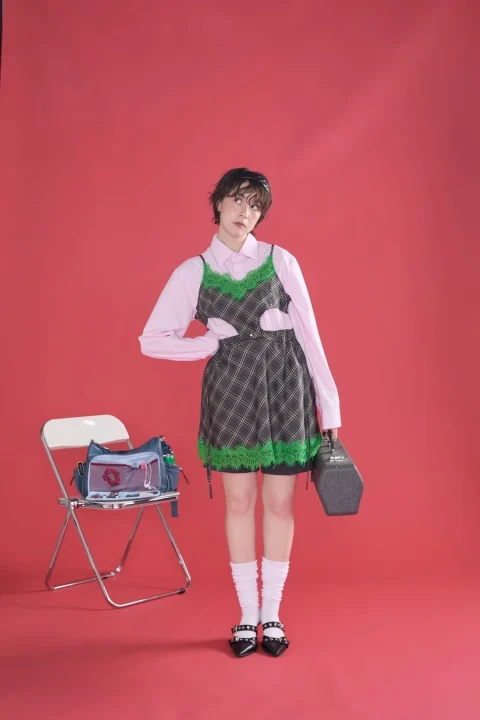 チェック×レースマルチウェイビスチェセット