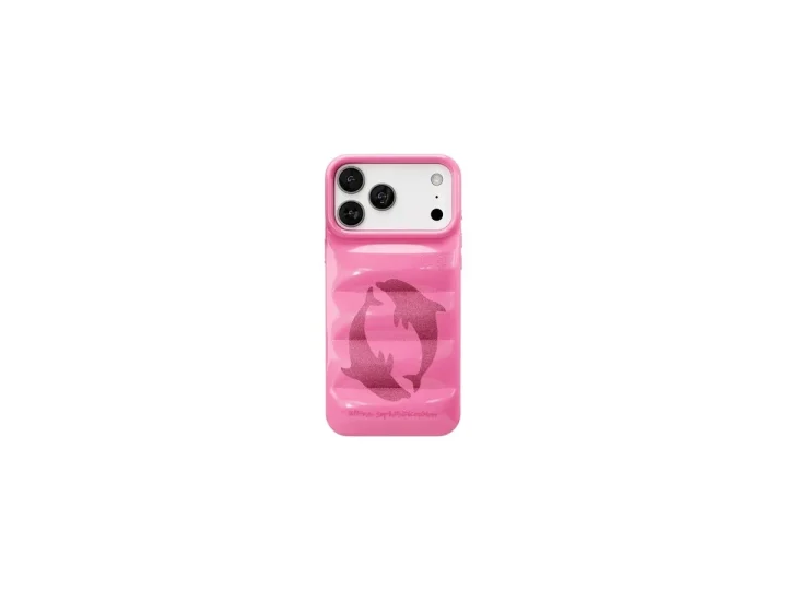 ピンクのイルカ柄iPhoneケース