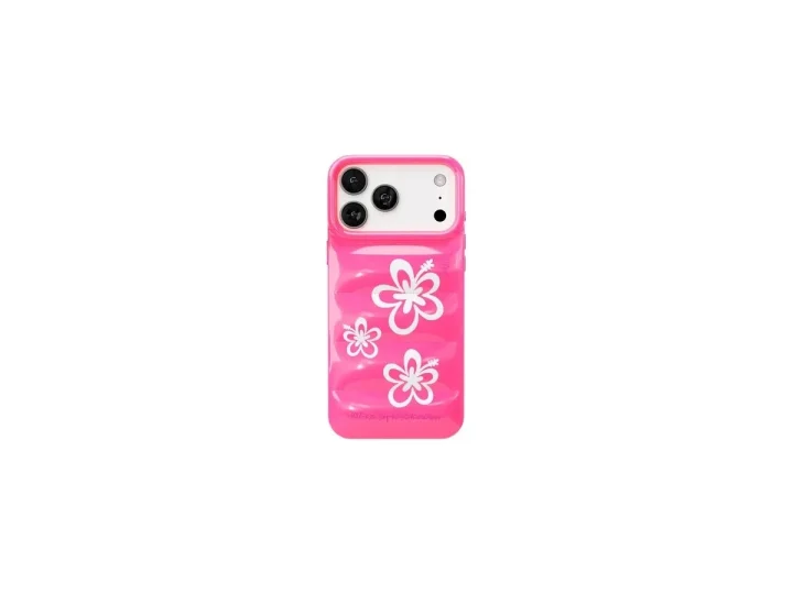 ピンクのハイビスカス柄iPhoneケース
