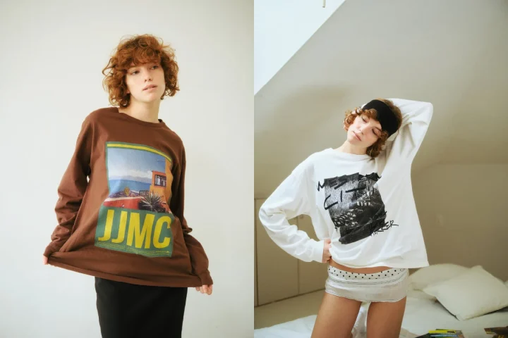 グラフィックTシャツの女性モデル