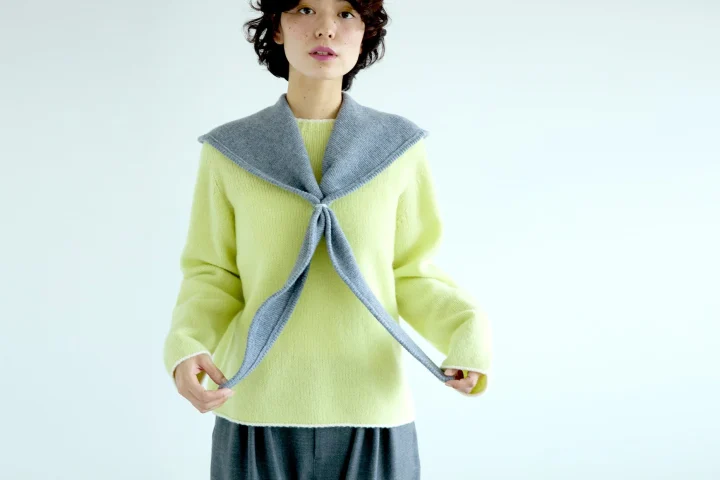 knit hood "muffler"コーディネート例1