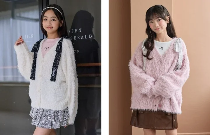 2人の少女がカーディガン着用