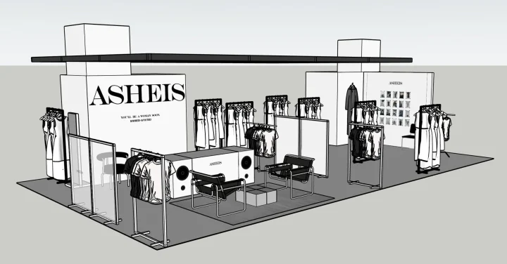 ASHEISの世界観を表現した空間デザイン