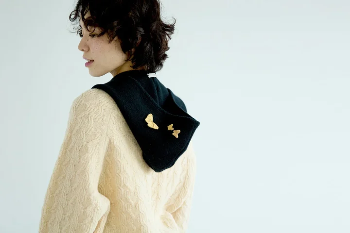 knit hood "muffler"コーディネート例2