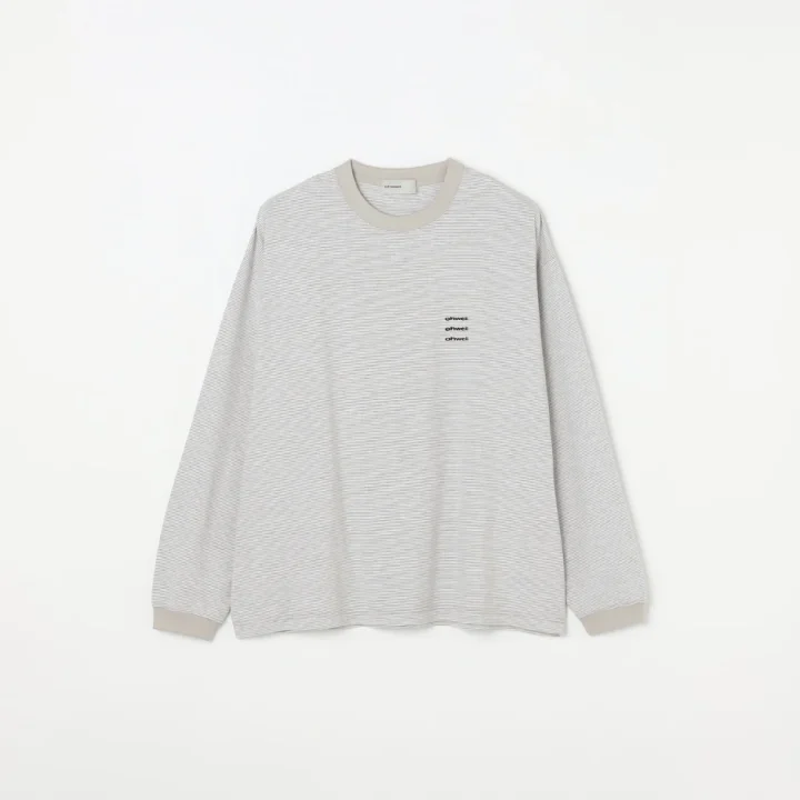 ohwell ロゴ刺繍ボーダーリンガーTシャツ