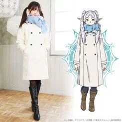 アニメ「葬送のフリーレン」のキャラクター「フリーレン」と、同じような衣装を着た女性モデル