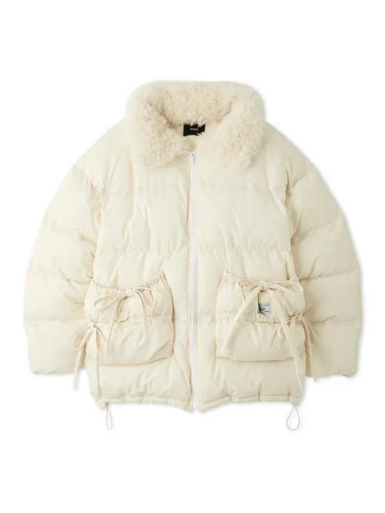 Ribbon Pocket Puffer Jacket (O.WHT)