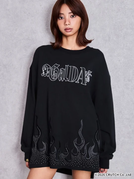 GYDA×GALFY bijou fire patternロンT